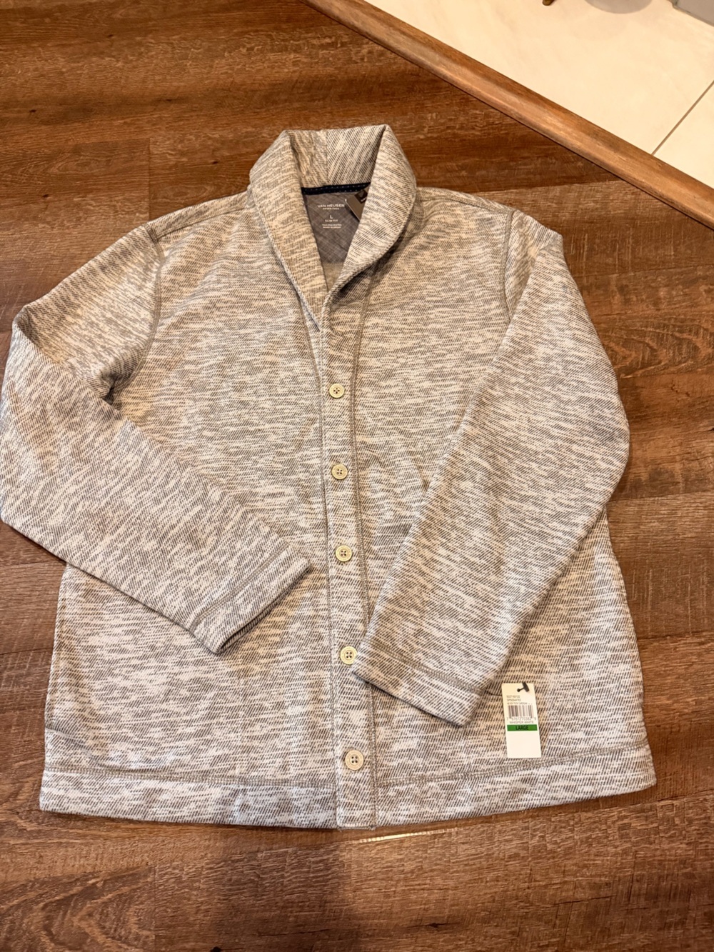 Van Heusen Never Tuck Life Large Slim Fit Fleece Button Front Shirt Jacket NWT